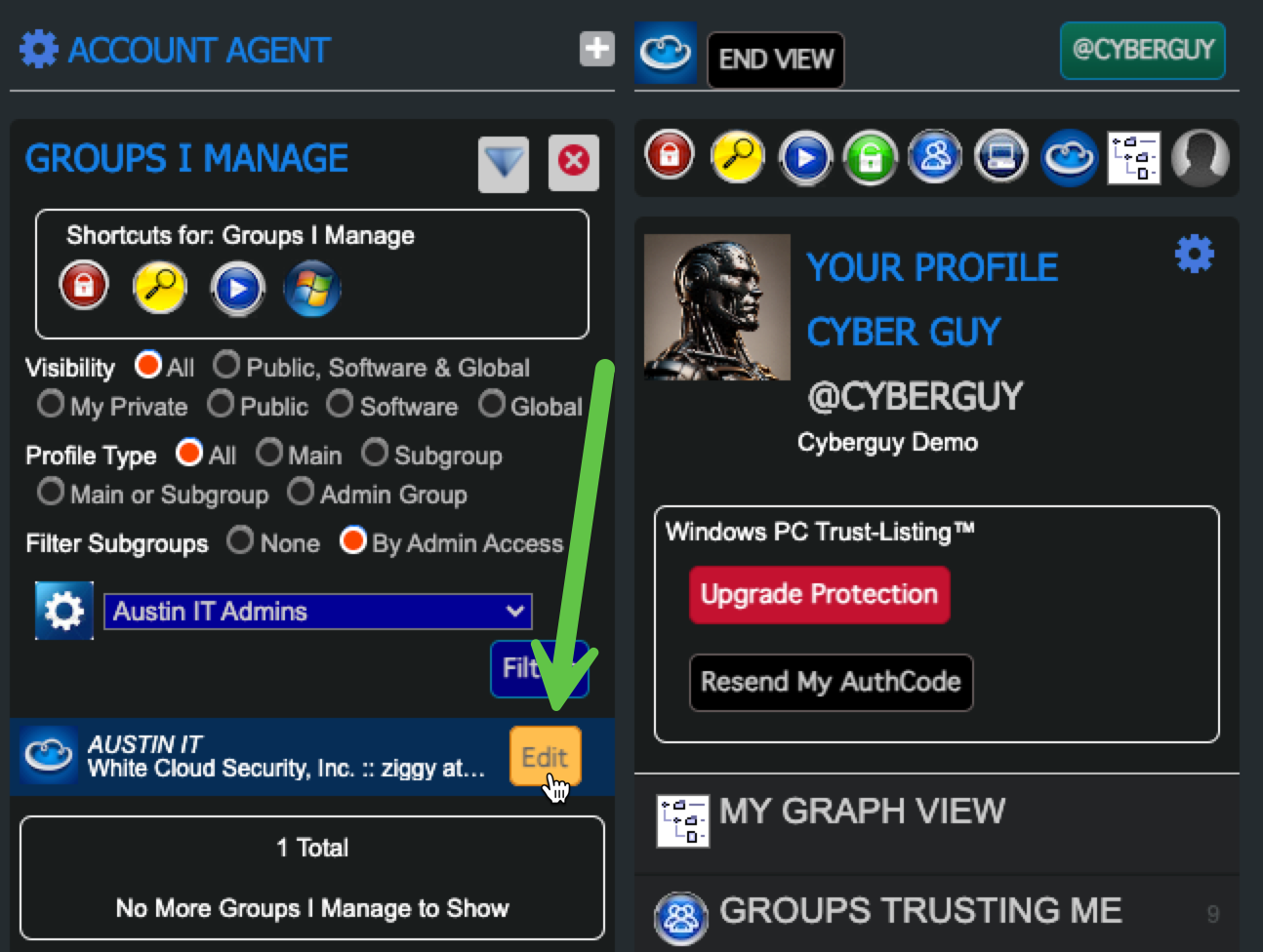 Verify User Admin Access in Groups I Manage